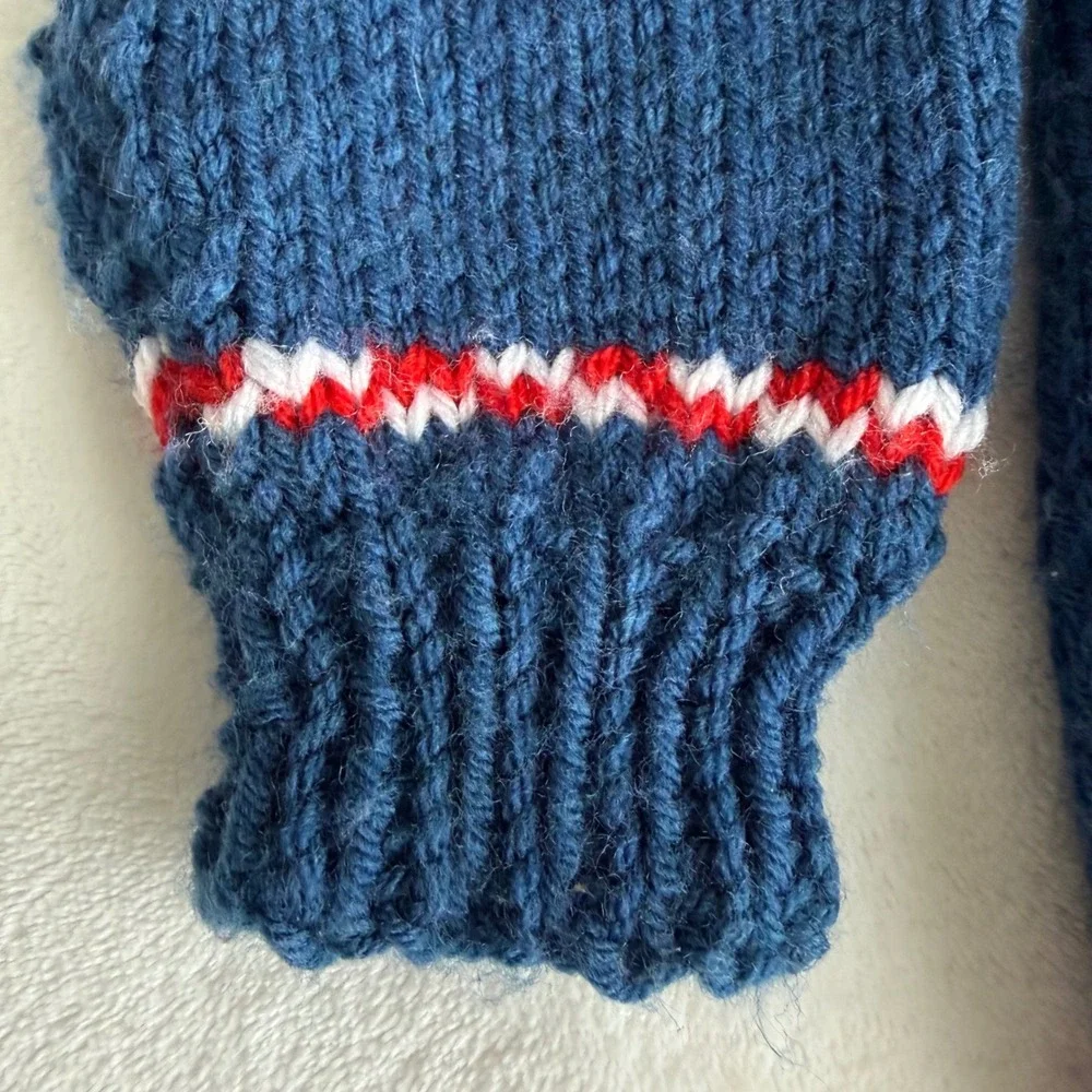 Handmadew‎ Novel Easter Bunny Baby Sweater Rolled Neck Blue White Cotton Blend - Picture 5 of 14